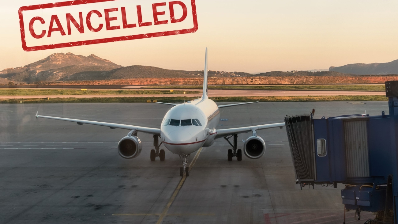 Airport with airplane at beautiful sunrise. Transportation concept.