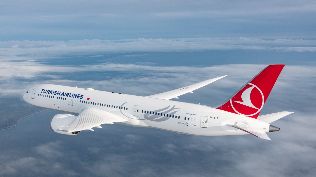 Turkish Airlines Boeing 787-9 Dreamliner photographed on August 23, 2019 from Wolfe Air Aviation Learket 25B.