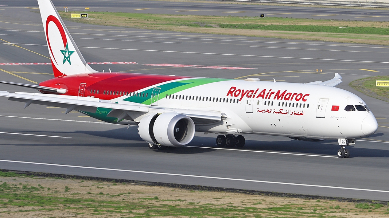 ISTANBUL, TURKEY - OCTOBER 16, 2021: Royal Air Maroc Boeing 787-9 (CN 65559) landing to Istanbul International Airport.